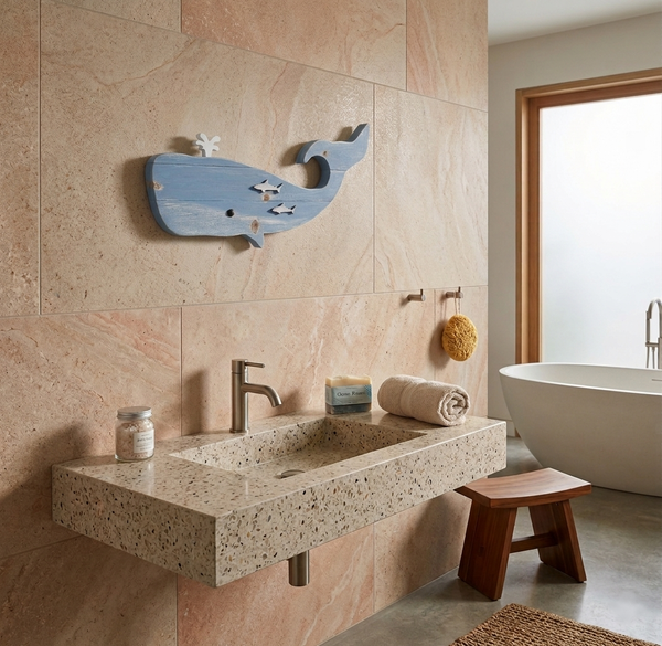BLUE WHALE WOODEN WALL ART