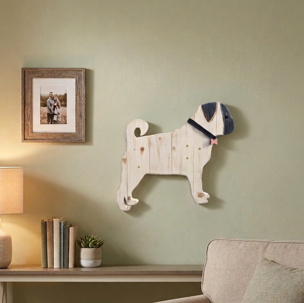 PUG DOG WOODEN WALL ART
