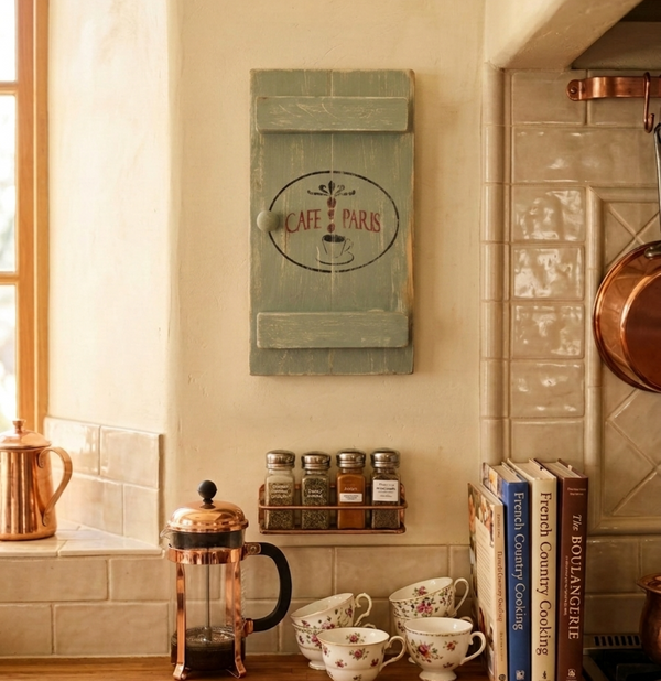 SHUTTER WOODEN WALL ART - CAFE PARIS