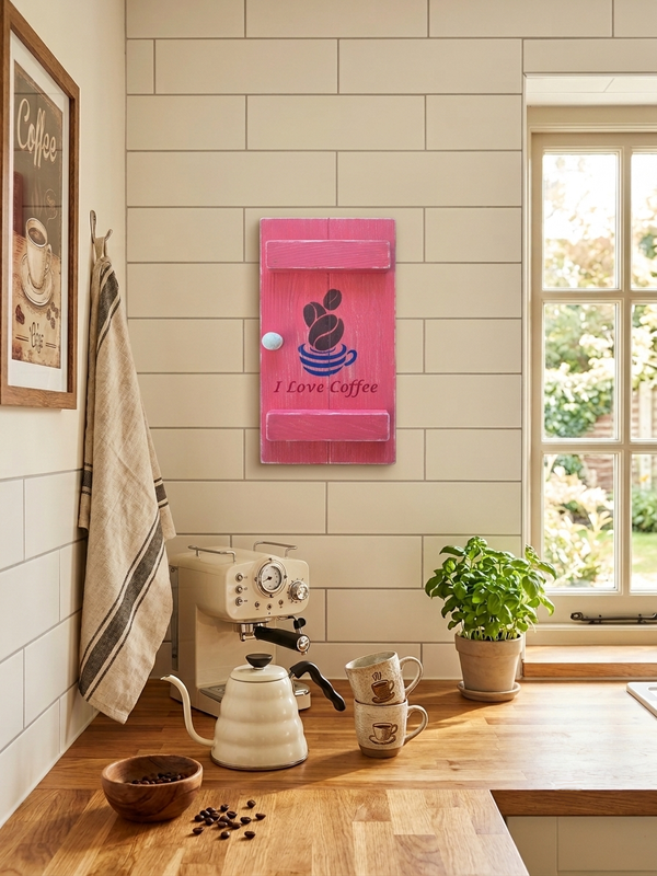 SHUTTER WOODEN WALL ART - I LOVE COFFEE