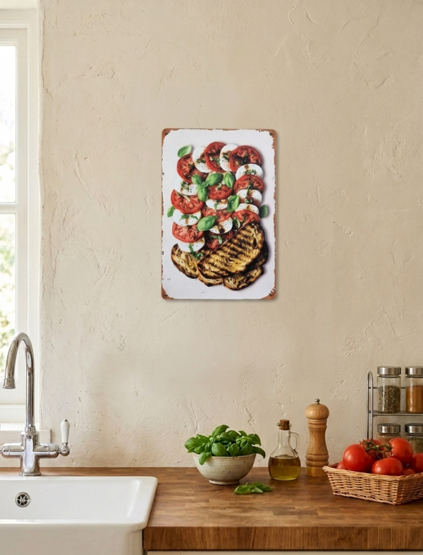 VINTAGE STYLE METAL SIGN (REPRODUCTION) ITALIAN TOMATO & MOZZERELLA SALAD