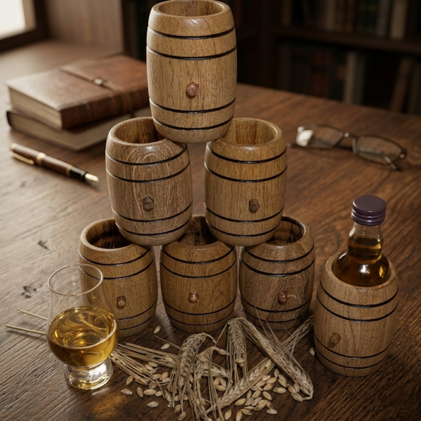 MINI OAK BARREL FOR MINIATURE BOTTLE OF ALCOHOL