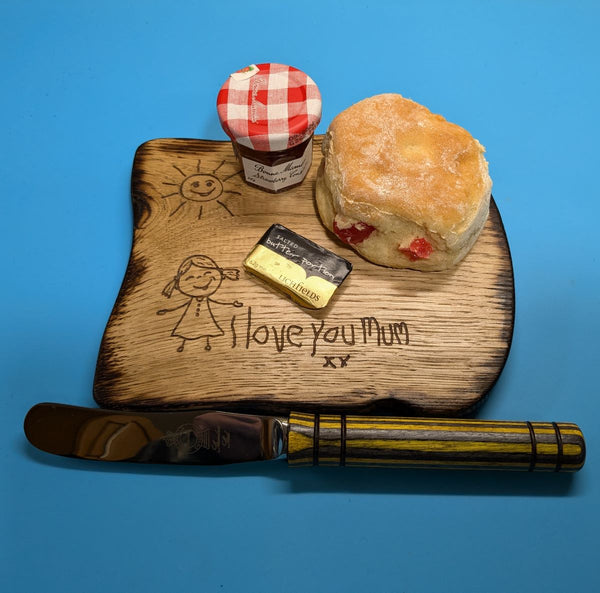 TOAST STYLE OAK SERVING BOARD (with burnt edge) – SMALL with graphic