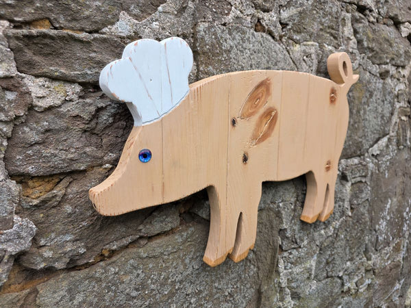 PIG CHEF WOODEN WALL ART