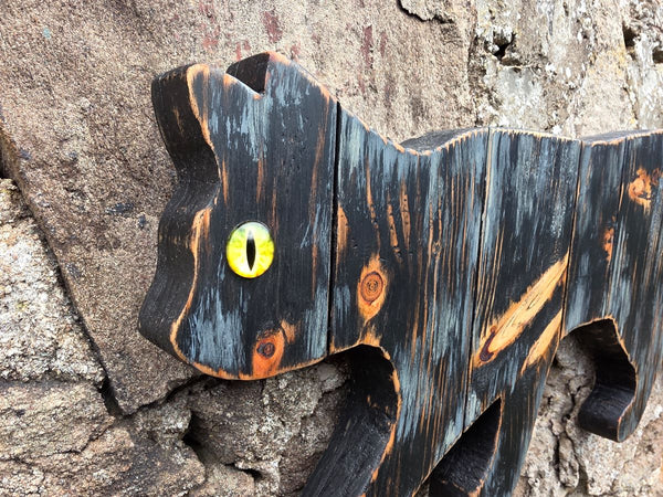 STALKING CAT WOODEN WALL ART