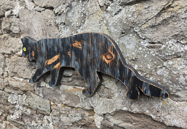 STALKING CAT WOODEN WALL ART