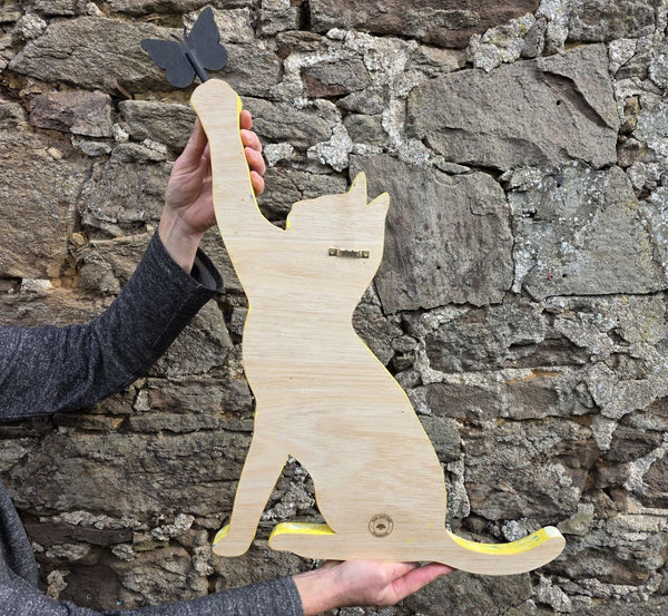 PLAYFUL CAT WOODEN WALL ART