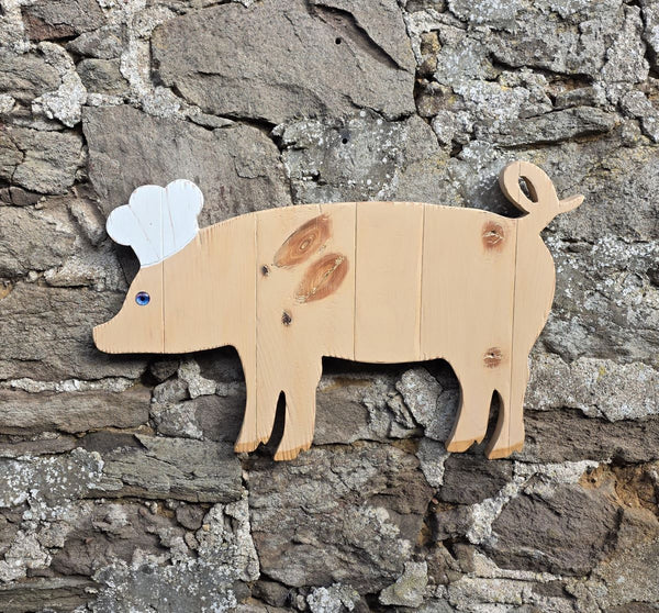 PIG CHEF WOODEN WALL ART
