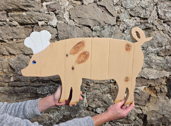 PIG CHEF WOODEN WALL ART