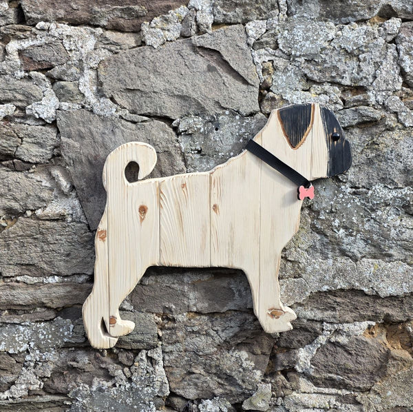 PUG DOG WOODEN WALL ART