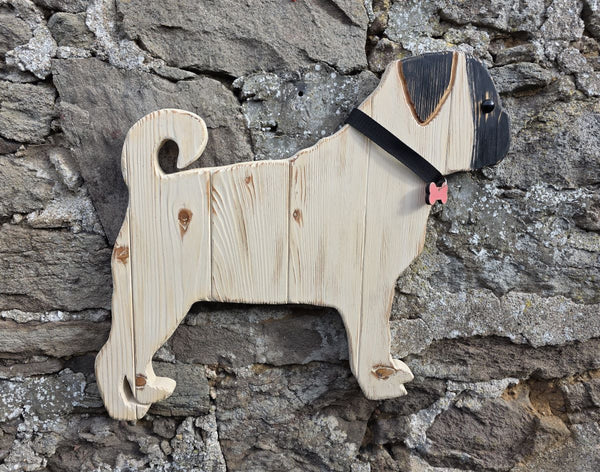PUG DOG WOODEN WALL ART