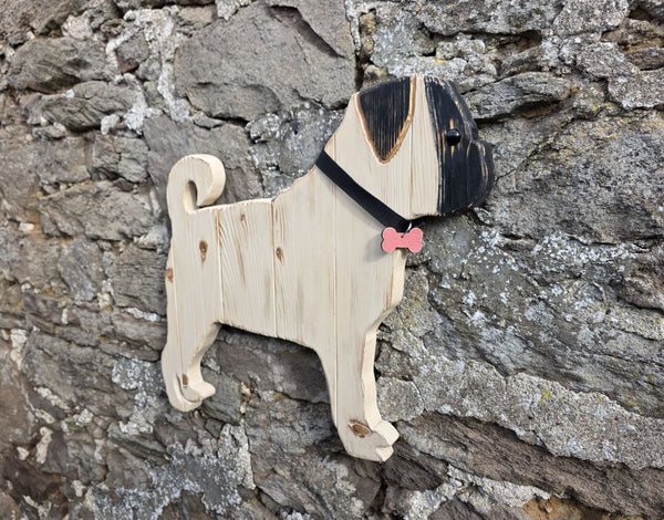 PUG DOG WOODEN WALL ART