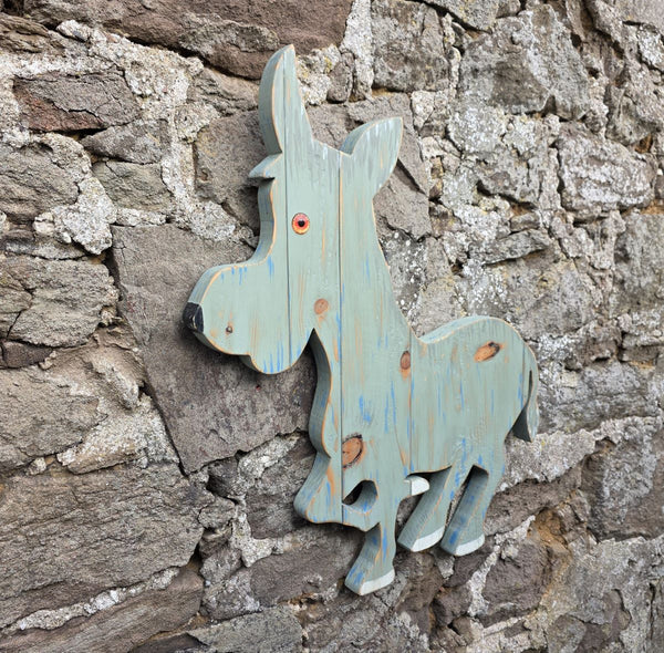 wooden donkey wall art decor 