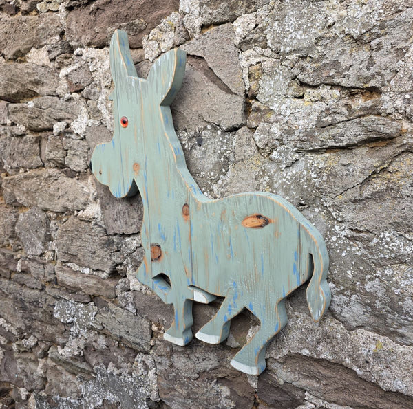 Donkey wooden wall art - side angle view