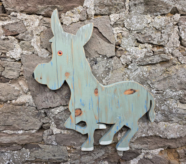 wooden donkey wall art - front view