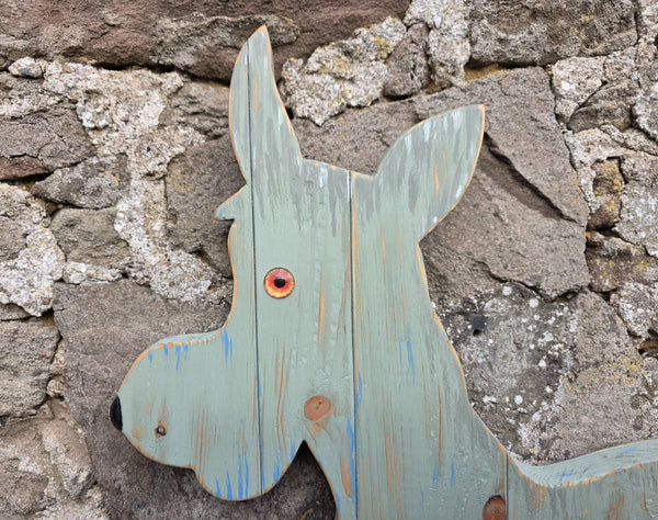 close up view of donkey wooden wall art
