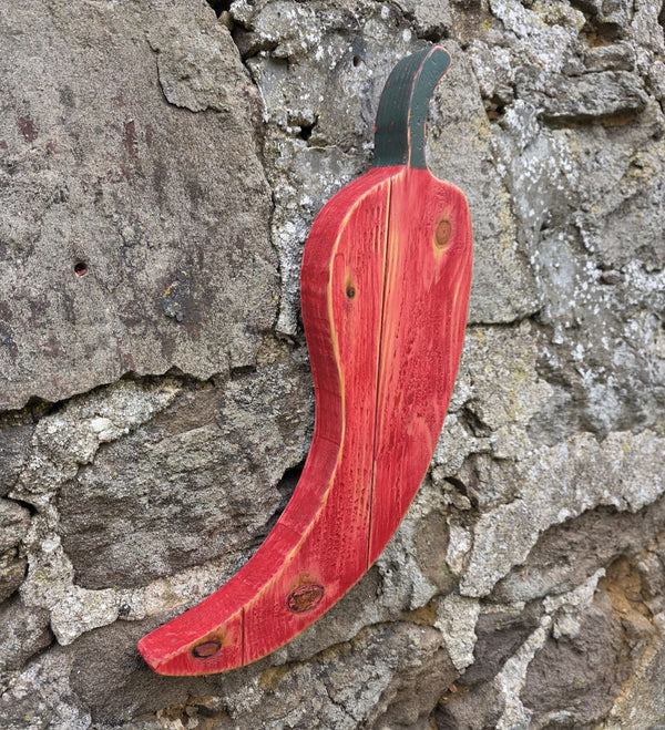 RED CHILLI PEPPER  WOODEN WALL ART