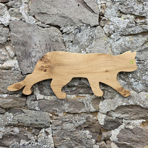 Stalking cat wooden wall art front view