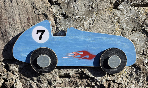 RACING CAR WOODEN WALL ART 1940s/50s STYLE