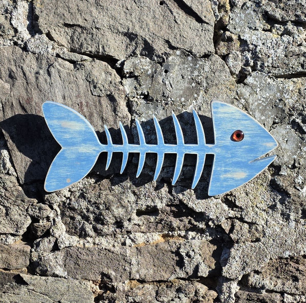 FISH SKELETON WOODEN WALL ART
