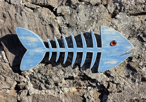 FISH SKELETON WOODEN WALL ART