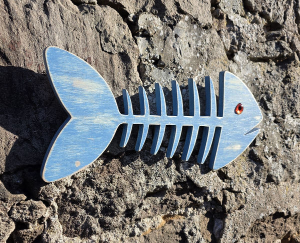 FISH SKELETON WOODEN WALL ART