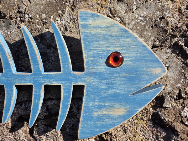FISH SKELETON WOODEN WALL ART