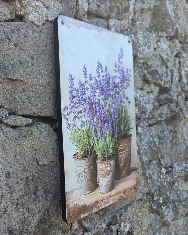VINTAGE STYLE METAL SIGN (REPRODUCTION) POTS OF LAVENDER