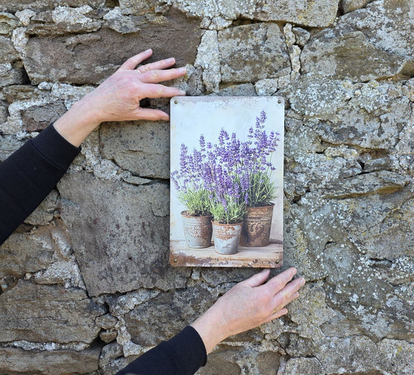 VINTAGE STYLE METAL SIGN (REPRODUCTION) POTS OF LAVENDER
