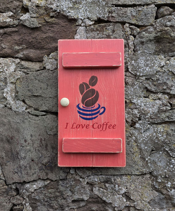 SHUTTER WOODEN WALL ART - I LOVE COFFEE