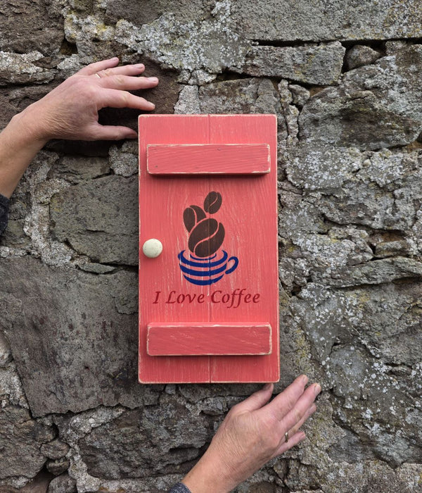 SHUTTER WOODEN WALL ART - I LOVE COFFEE