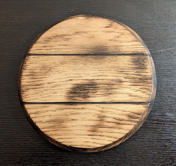 DECORATIVE OAK 'BARREL LID STYLE' DISPLAY PLINTH