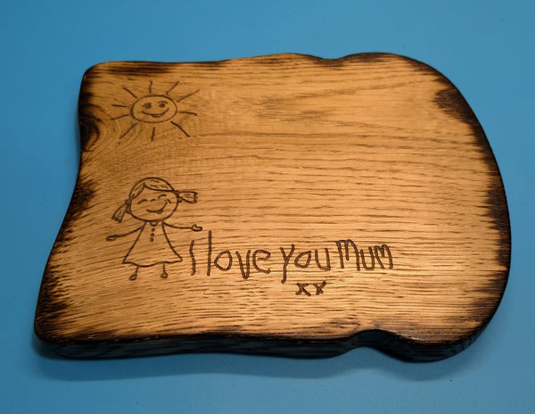 TOAST STYLE OAK SERVING BOARD (with burnt edge) – SMALL with graphic