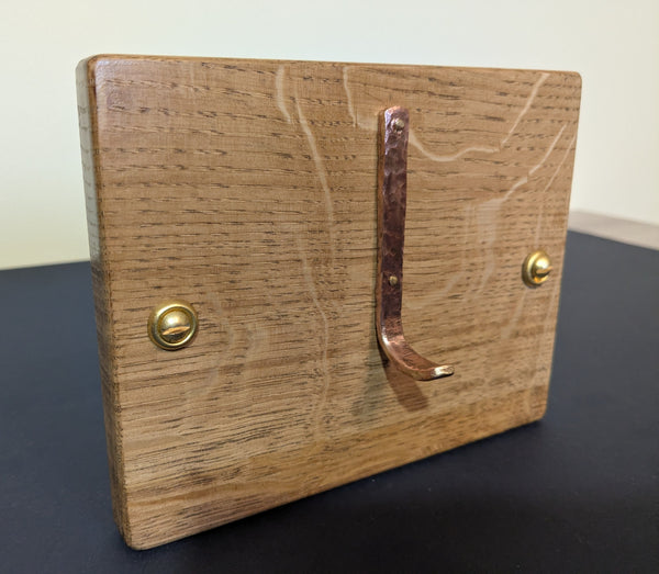 oak wall hanger with solid copper hook