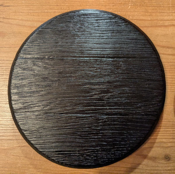 YAKISUGI OAK 'BARREL LID STYLE' DISPLAY PLINTH & DRINKS COASTER SET