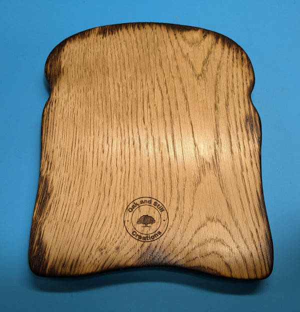 TOAST STYLE OAK SERVING BOARD (with burnt edge) – SMALL with graphic