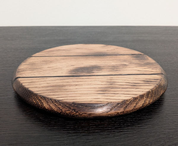 DECORATIVE OAK 'BARREL LID STYLE' DISPLAY PLINTH