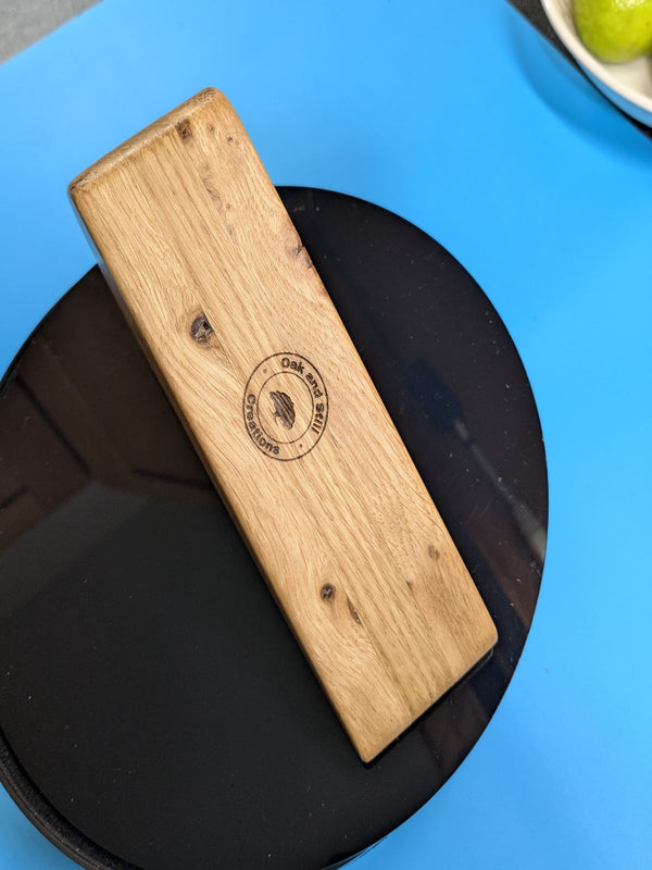 OAK CHEESE WEDGE KNIFE BLOCK - TRUE TO NATURE- WITH CHEESE KNIFE (blockA5)