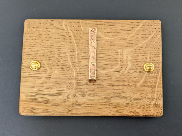 oak wall hanger with solid copper hook