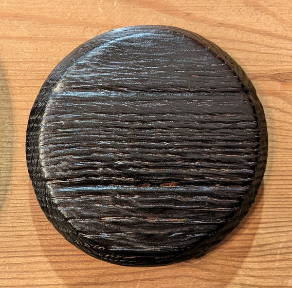 YAKISUGI OAK 'BARREL LID STYLE' DISPLAY PLINTH & DRINKS COASTER SET