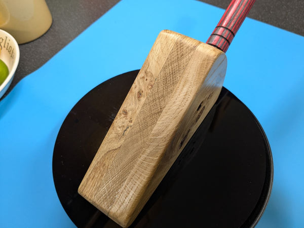 OAK CHEESE WEDGE KNIFE BLOCK - TRUE TO NATURE- WITH CHEESE KNIFE (blockA6)