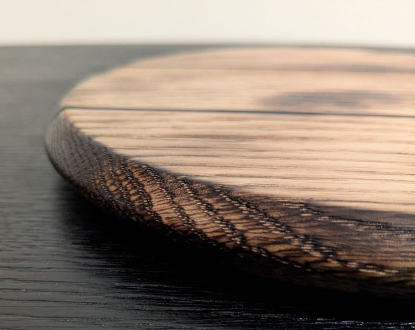 DECORATIVE OAK 'BARREL LID STYLE' DISPLAY PLINTH