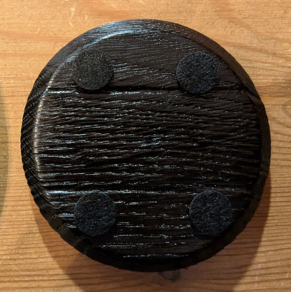 YAKISUGI OAK 'BARREL LID STYLE' DISPLAY PLINTH & DRINKS COASTER SET