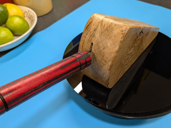 OAK CHEESE WEDGE KNIFE BLOCK - TRUE TO NATURE- WITH CHEESE KNIFE (blockA6)