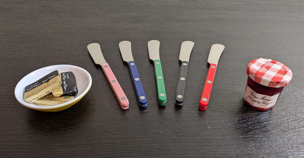 BUTTER / JAM KNIFE WITH FUNKY COLOURED HANDLES