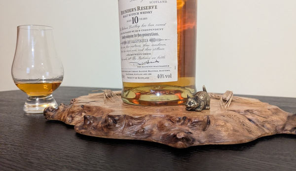 'SCOTCH ON THE ROCKS' OAK BURR DISPLAY PLINTH - TRUE TO NATURE