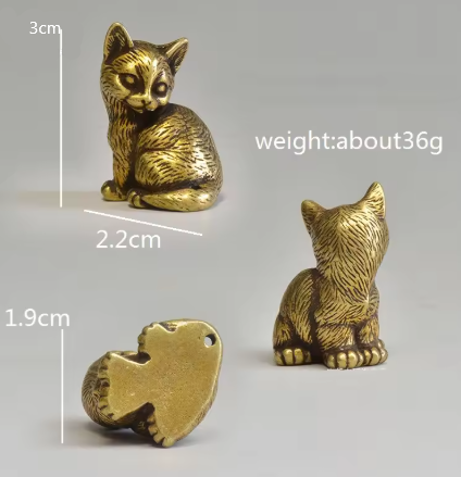 SOLID BRASS CAT ORNAMENT