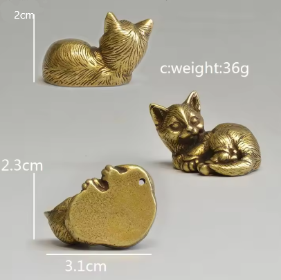 SOLID BRASS CAT ORNAMENT