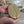 Gold coffee bean (small size) wall art decor up close showing Yakisugi style Douglas Fir wood being held to show sizing