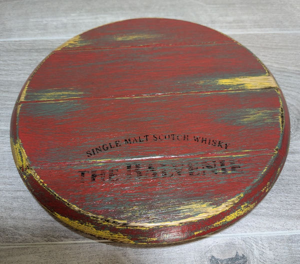 decorative oak barrel lid display plinth
